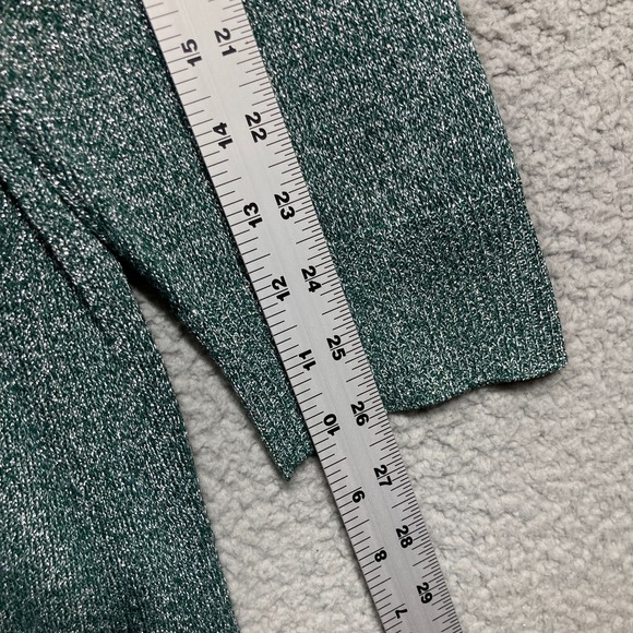Woman Within Sweater Womens Plus 2X Aqua Green Long Length Sparkle Cardigan - Picture 5 of 11